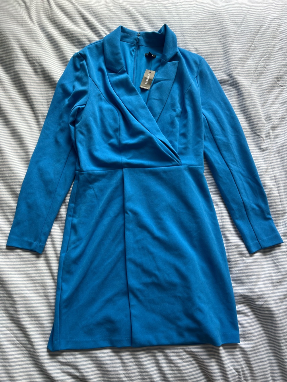 NWT Express Blue Wrap-Style Long Sleeve Dress